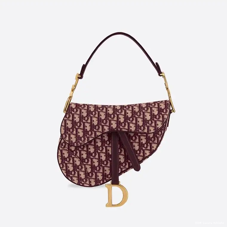 Cheap Dior Motif Oblique Canvas Burgundy Bag Saddle 0328 Luxury